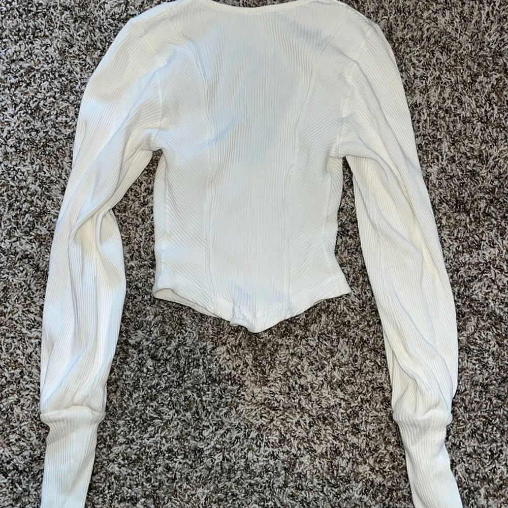 Free People White Ribbed Women's Top